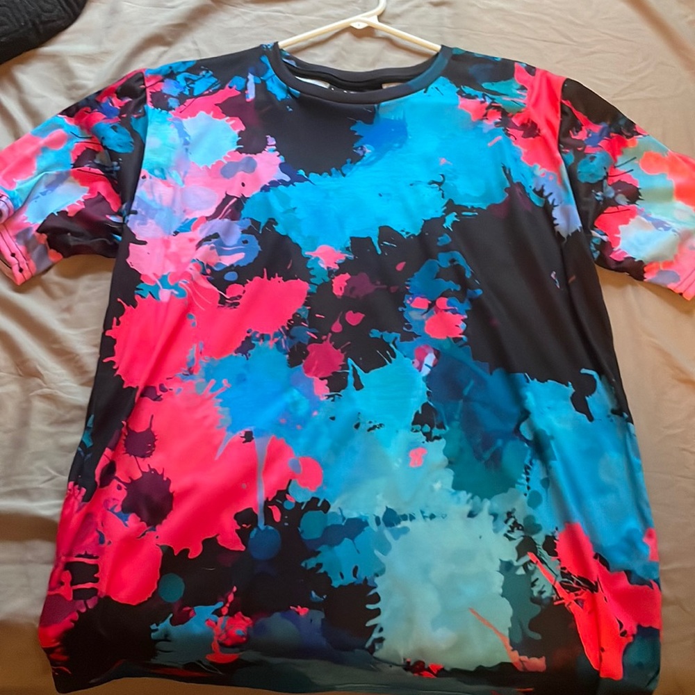 Mens tie dye paint splatter festival shirt